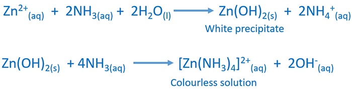 Zn2+ ion and ammonia - Zn2+ + NH3